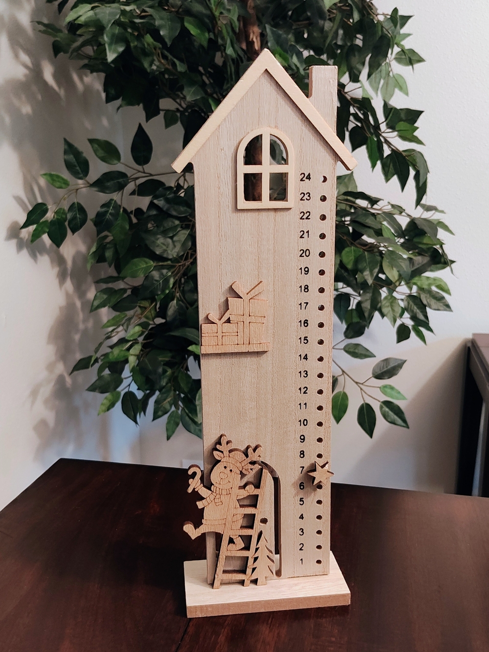 Natural Wood Holiday Countdown Tower - Beige Decorative Advent